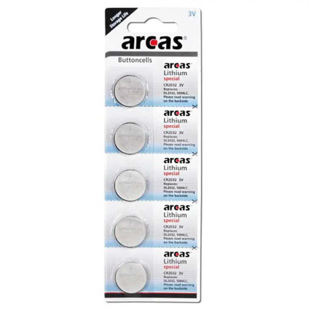 Pack de 5 piles bouton Arcas Lithium Cr2032